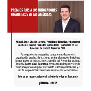 Premio Fintech Americas a los innovadores financieros.