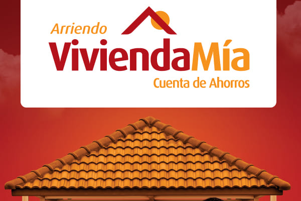 Ahorro vivienda mia con tejado de ladrillos y fondo rojo