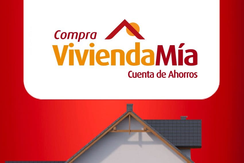Ahorro vivienda, techo de casa gris con fondo rojo