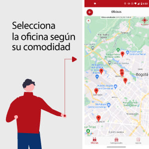 Personaje señalando un mapa con una flecha