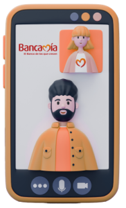 Icono de videollamada con asesor bancamía